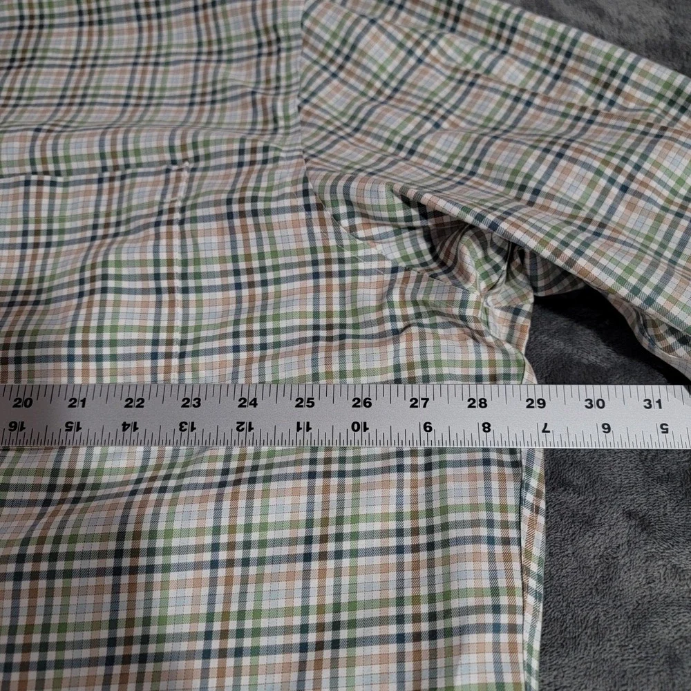 Cabelas Shirt Men 3XLT Tall Green Plaid Colorful Wrinkle Free Long Sleeve Pocket